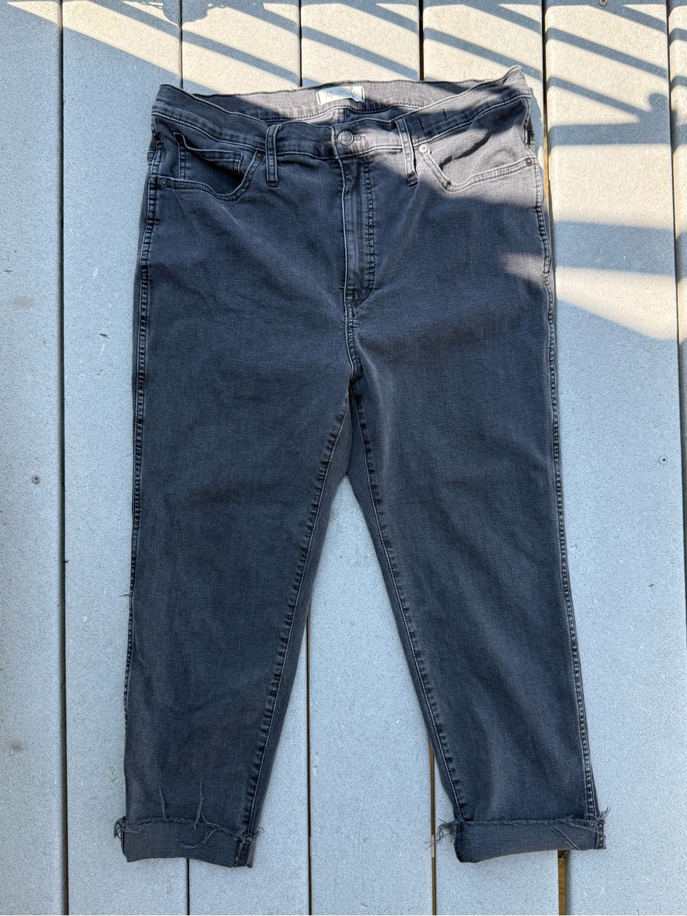 Madewell Stovepipe in Cement with Frayed Hems